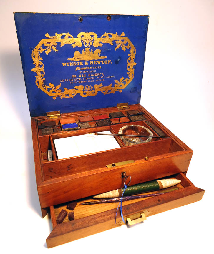 Winsor & Newton Antique artists watercolor paint box c. 1861